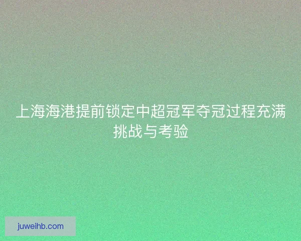 上海海港提前锁定中超冠军夺冠过程充满挑战与考验