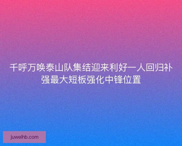 千呼万唤泰山队集结迎来利好一人回归补强最大短板强化中锋位置