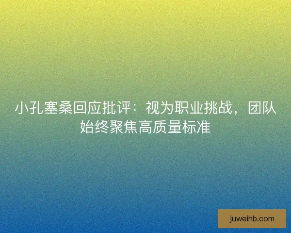 小孔塞桑回应批评:视为职业挑战,团队始终聚焦高质量标准 小孔塞桑回应批评:视为职业挑战,团队始终聚焦高质量标准